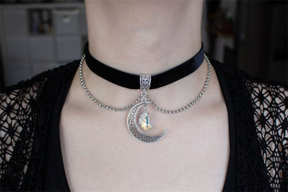 Pendant Black Moon Jewelry Velvet Necklace