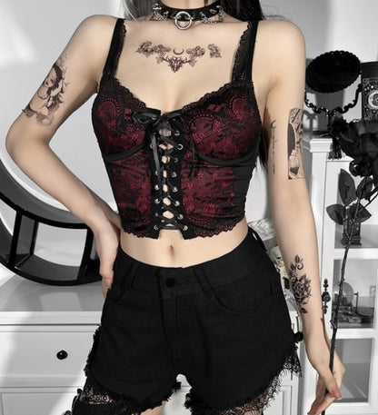 Laced Back Strap Vest| Gothic-casual