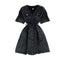 Black V-neck Tie Waist Denim Dress For Women