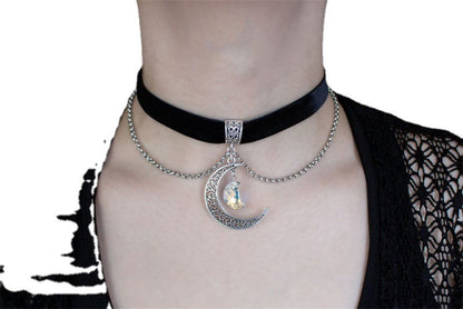 Pendant Black Moon Jewelry Velvet Necklace