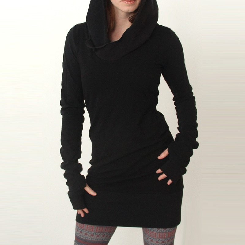 Black Novelty Hoodies Dress Women Autumn Winter Gothic collections