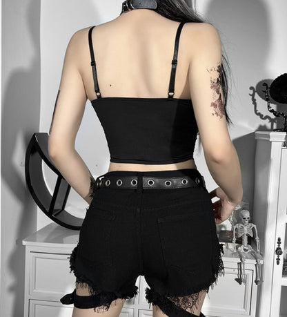 Laced Back Strap Vest| Gothic-casual