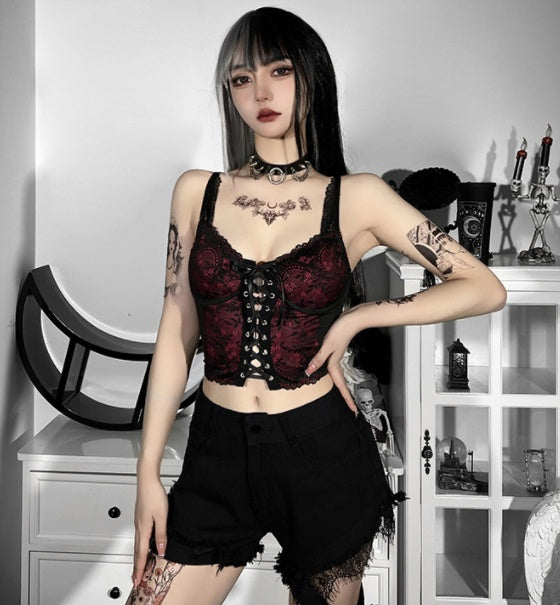 Laced Back Strap Vest| Gothic-casual