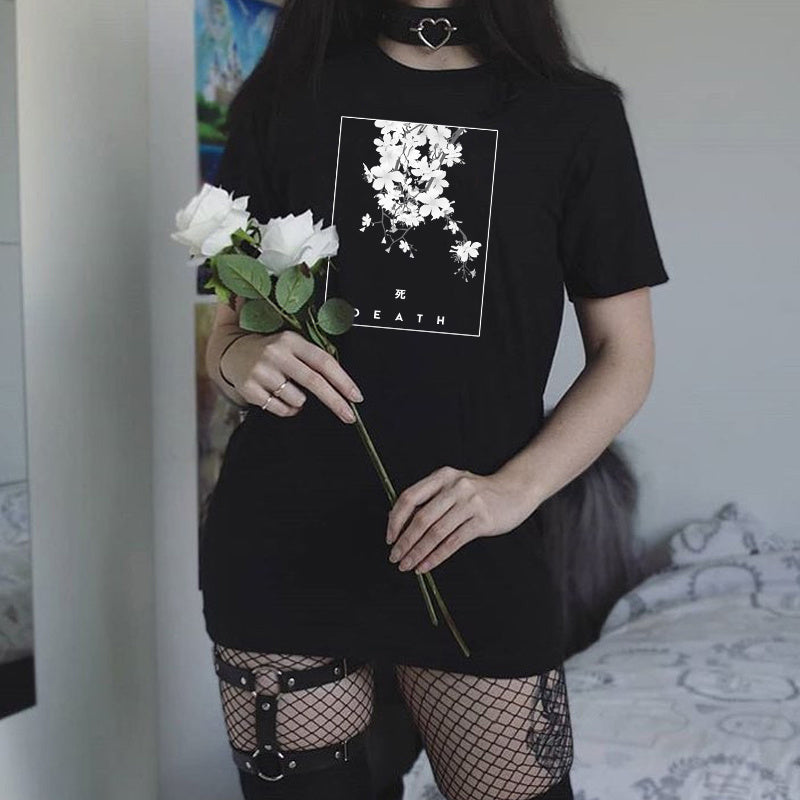 Floral print gothic T-shirt