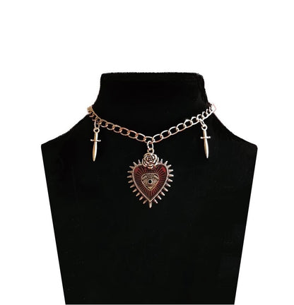 New Vintage Gothic Halloween Heart Ornament Necklace