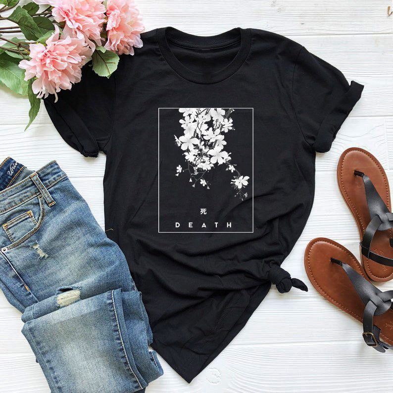 Floral print gothic T-shirt