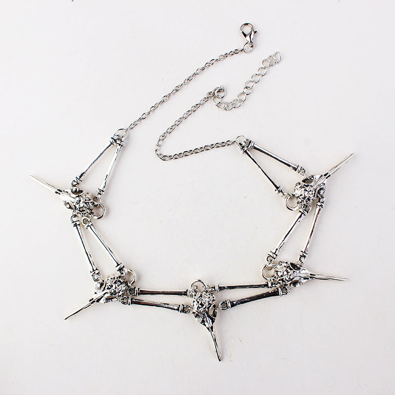 Gothic bird skull necklace