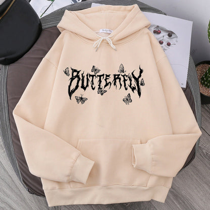 Gothic Letter Butterfly Loose Couple Sweatshirt