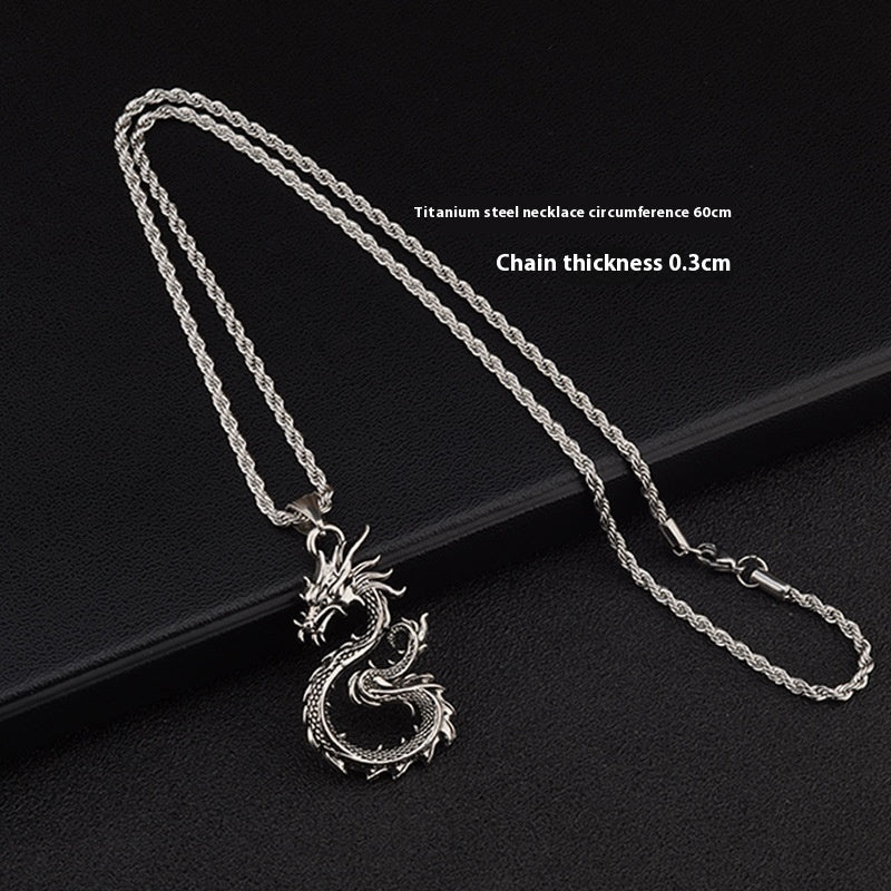 Men's Jewelry| Totem & Dragon Sword Pendant Necklace| Paved Black Color Premium Jewelry