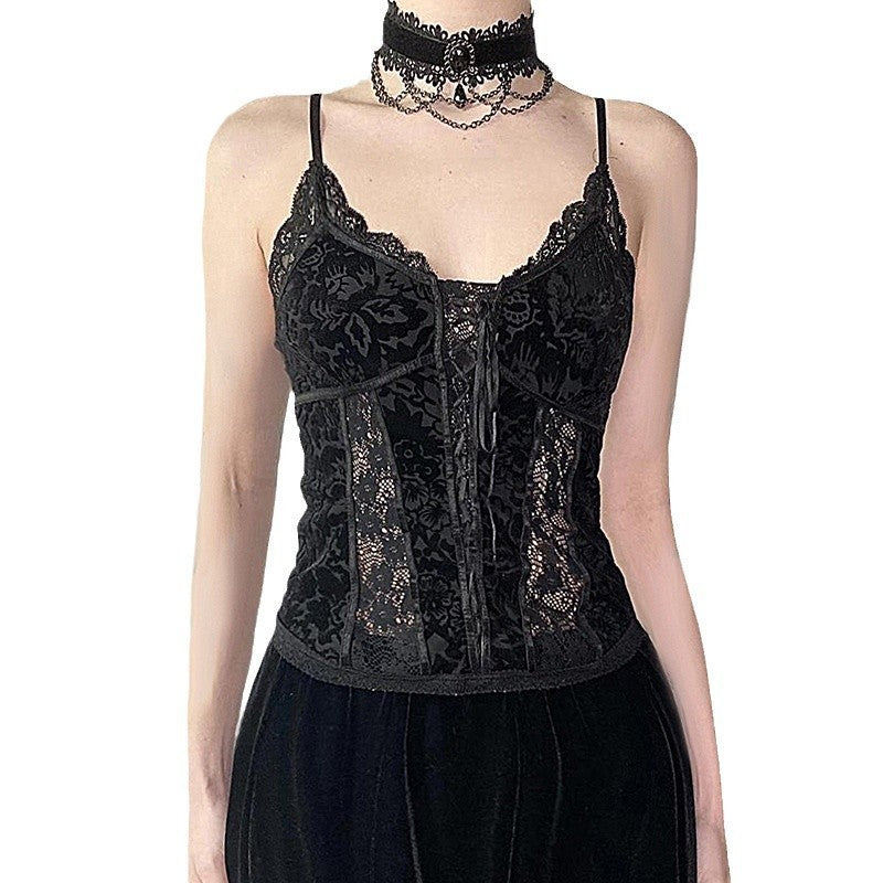 Dark Lace Camisole Vintage Court Style