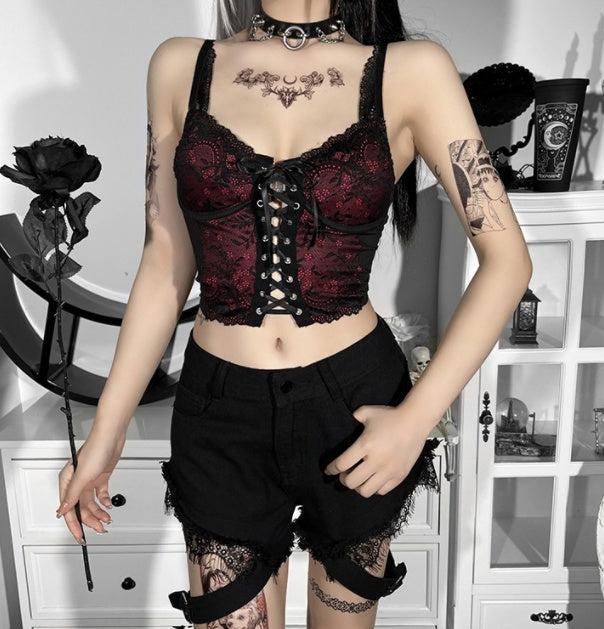 Laced Back Strap Vest| Gothic-casual