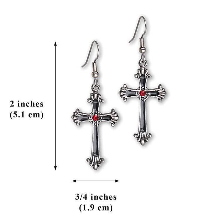 Gothic Vintage Cross Axe Earrings Exaggerated Halloween