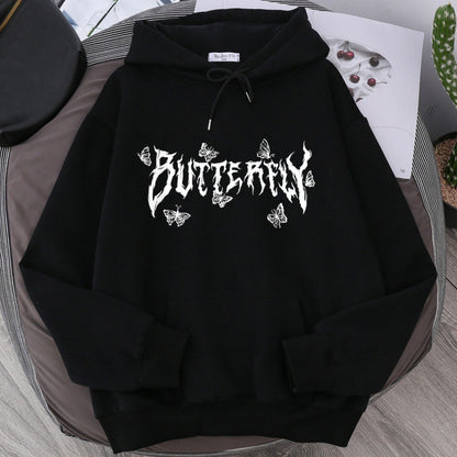 Gothic Letter Butterfly Loose Couple Sweatshirt