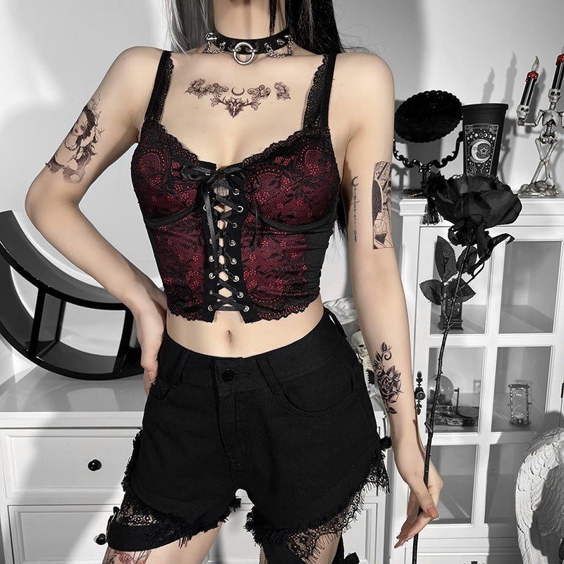 Laced Back Strap Vest| Gothic-casual