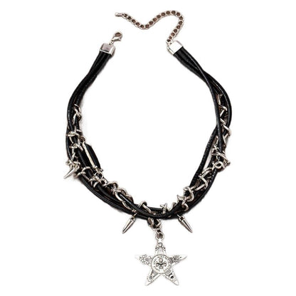 Y2k Rivets Skull Stars Pendants Necklaces Hot Girls Gothic Punk Niche Design Sweet Cool Trendy Fashion Jewelry Accessories