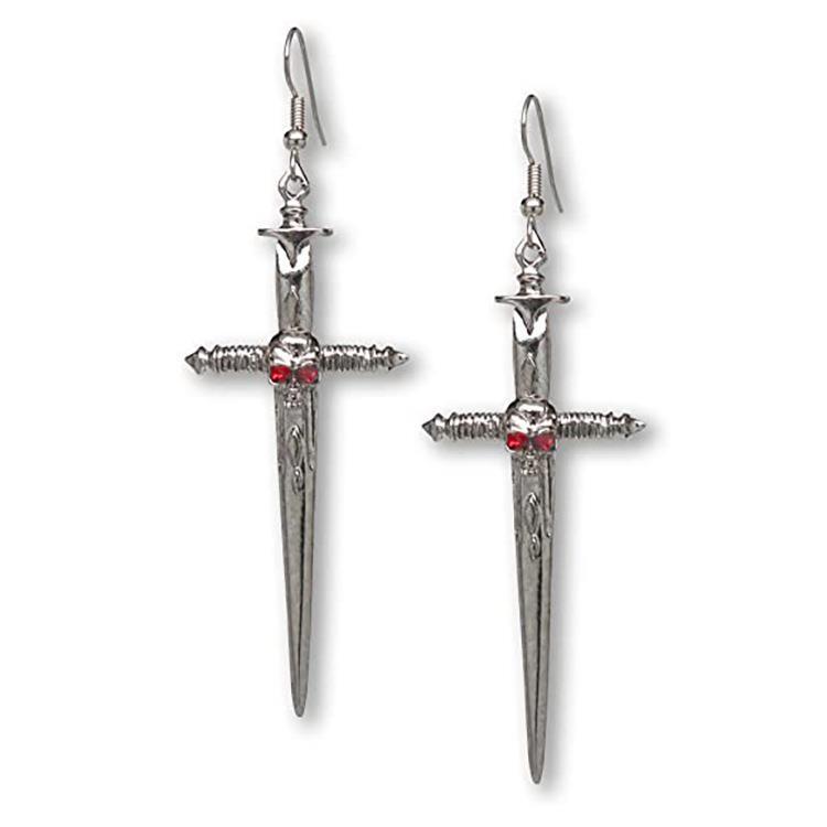 Gothic Vintage Cross Axe Earrings Exaggerated Halloween